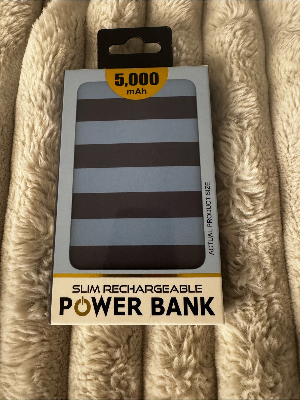 Slim Rechargeable 5,000 mAh Power Bank - Blue/Black